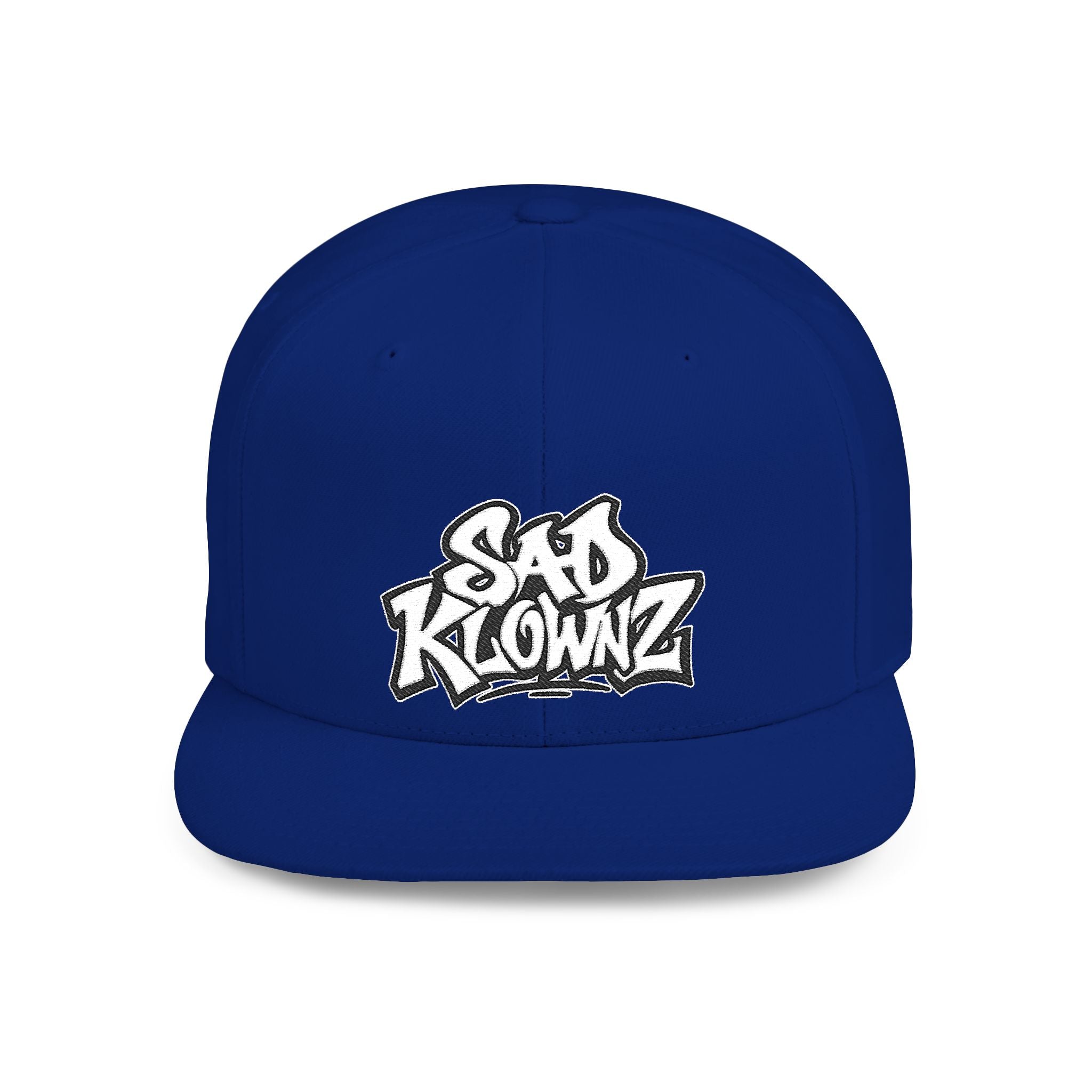 Flat Bill Snapback Cap — Bold "Sad Klownz" Graffiti Logo