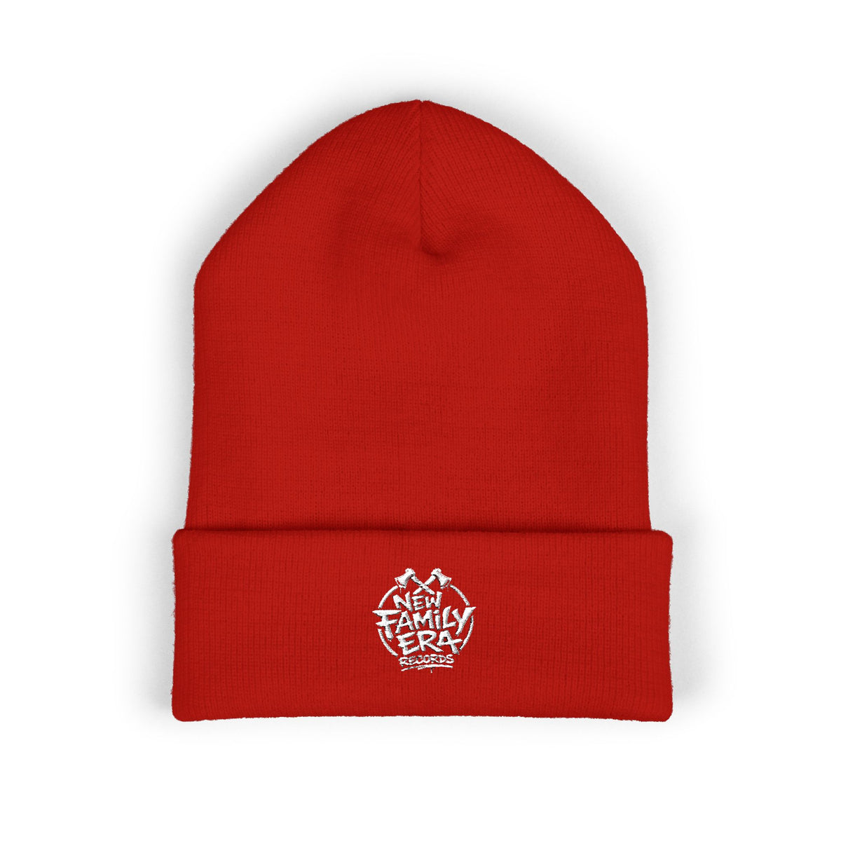 Embroidered Daisy Cuffed Beanie — Yellow Knit Winter Hat