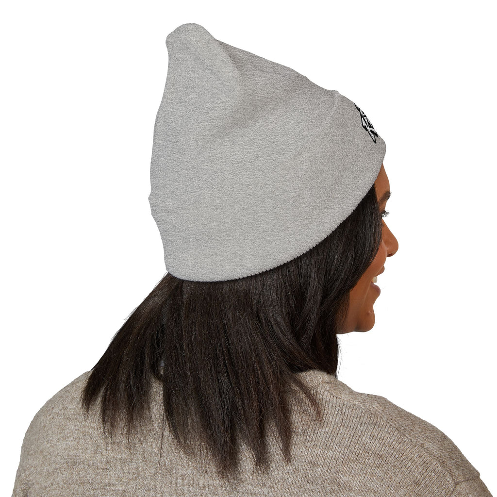 Embroidered "Sad Klownz" Cuffed Beanie — Yellow Knit Winter Hat