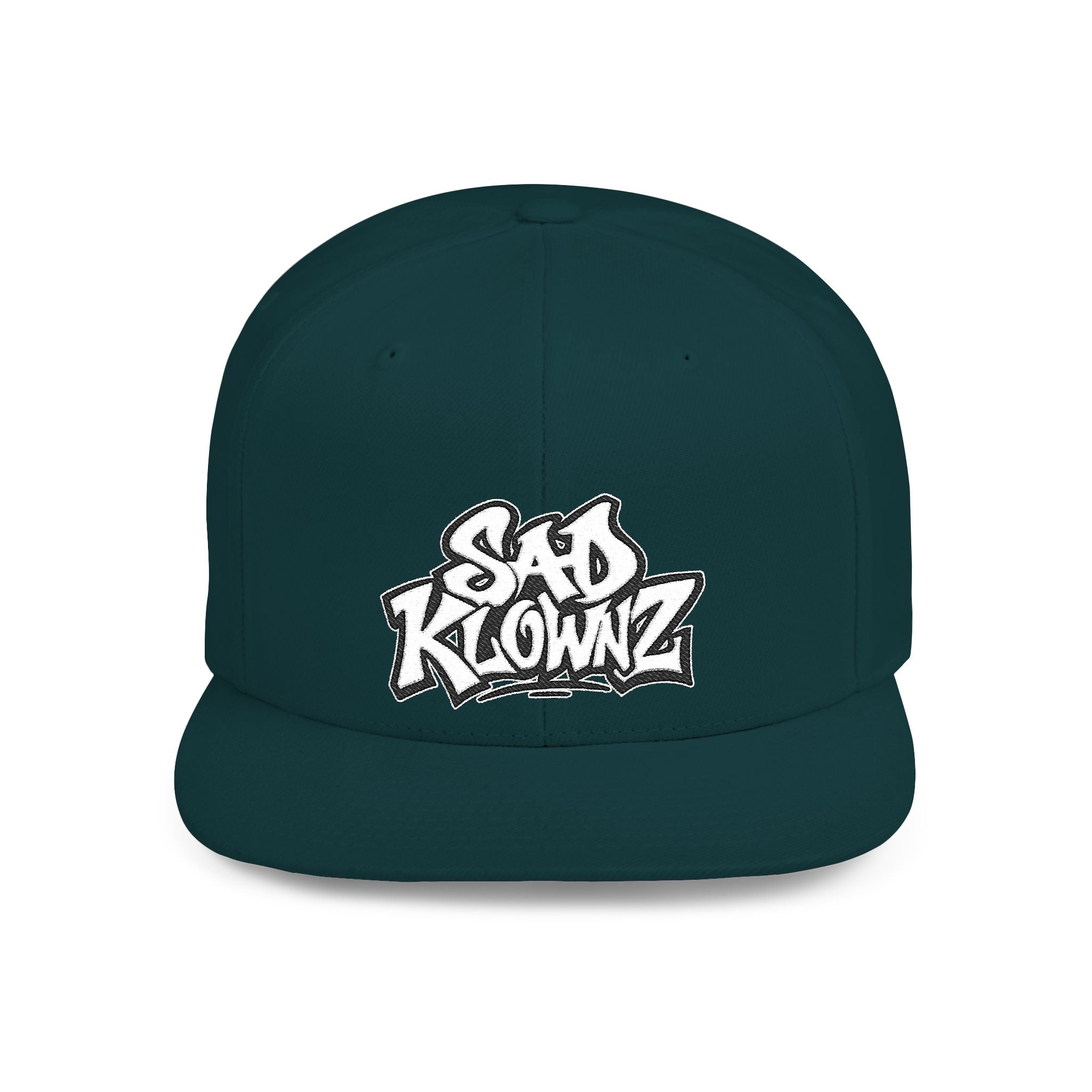 Flat Bill Snapback Cap — Bold "Sad Klownz" Graffiti Logo