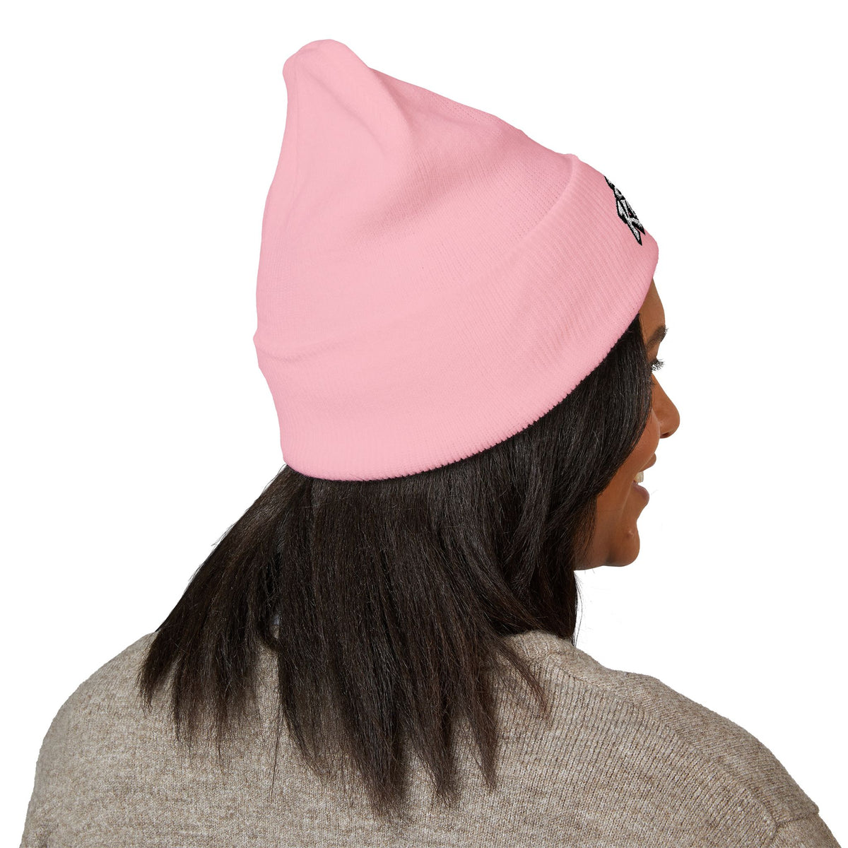 Embroidered "Sad Klownz" Cuffed Beanie — Yellow Knit Winter Hat