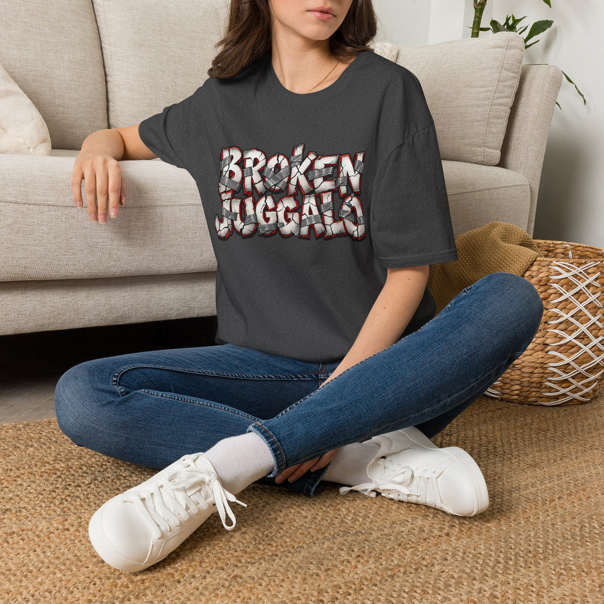Broken Juggalo Graphic T-Shirt — Distressed Faded Typeface Tee