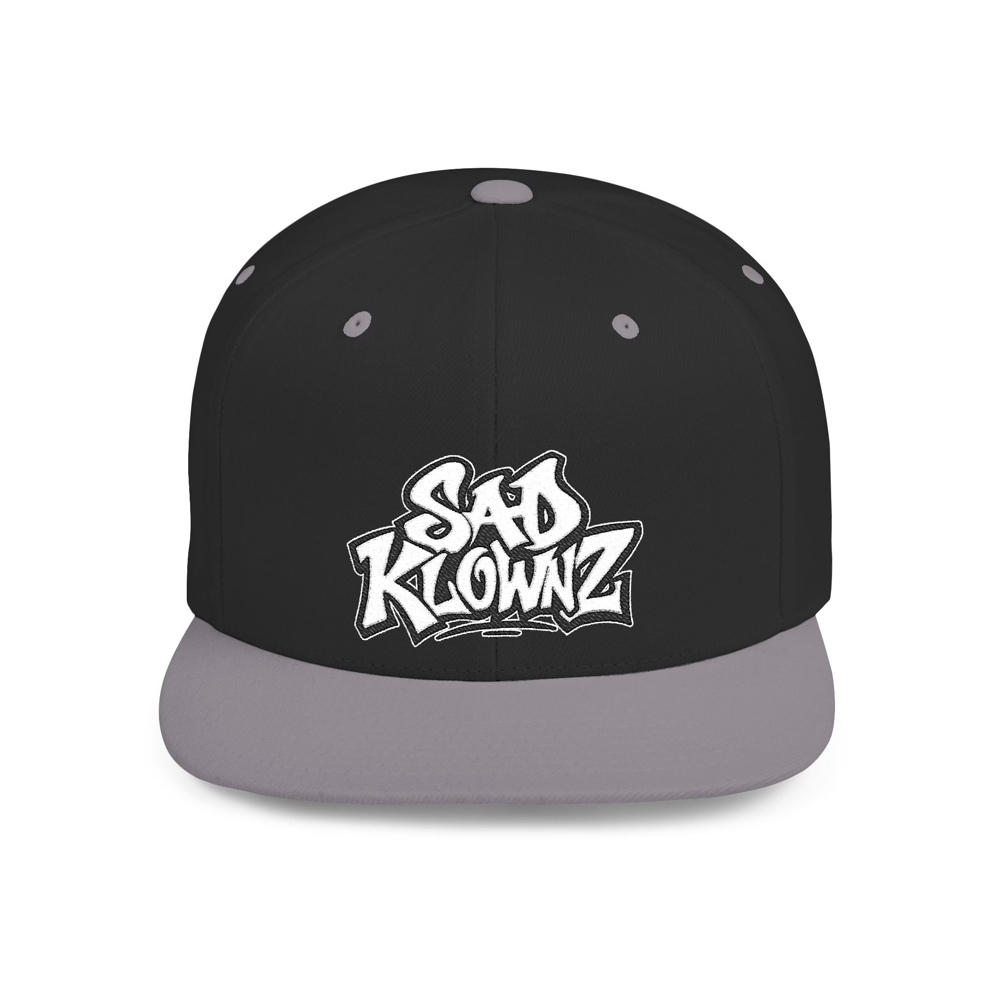 Flat Bill Snapback Cap — Bold "Sad Klownz" Graffiti Logo