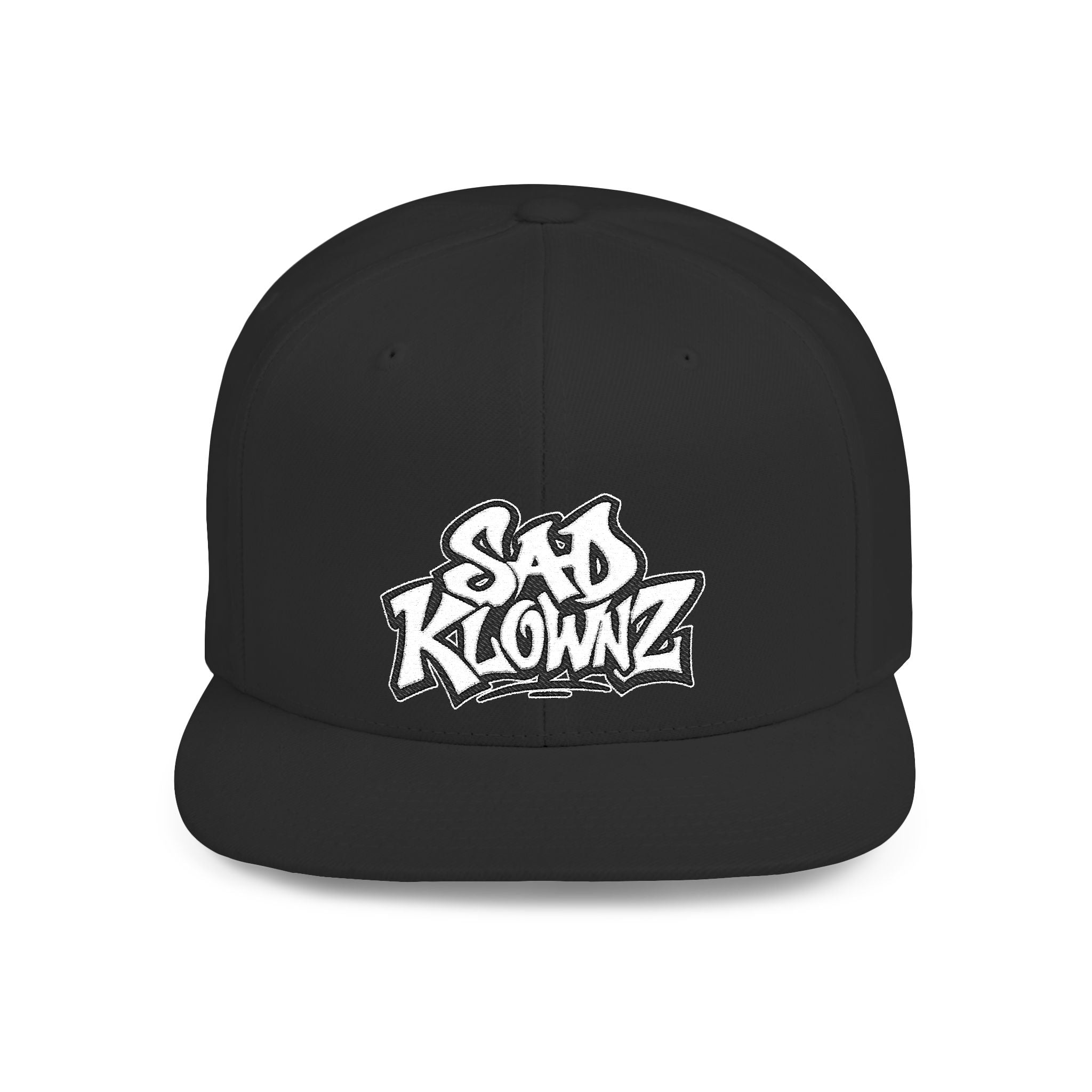 Flat Bill Snapback Cap — Bold "Sad Klownz" Graffiti Logo