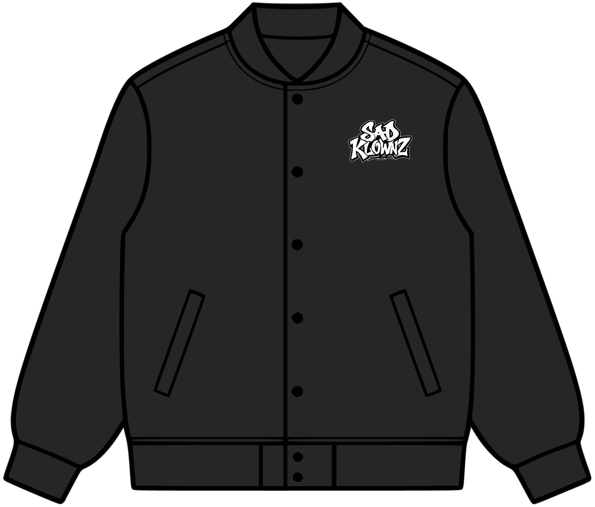 Sad Klownz Black College Bomber Jacket – Varsity Graphic Logo Jacket