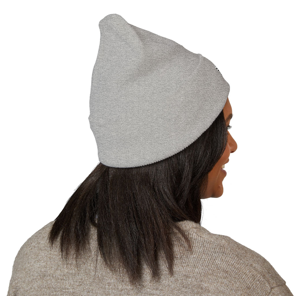 Embroidered Daisy Cuffed Beanie — Yellow Knit Winter Hat