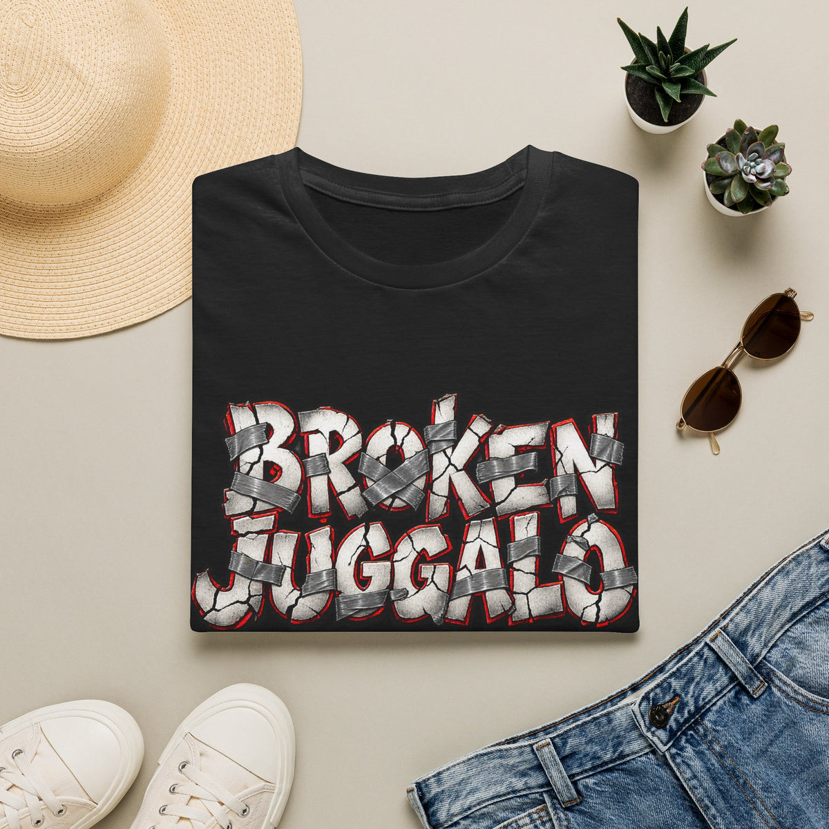 Broken Juggalo Graphic T-Shirt — Distressed Faded Typeface Tee