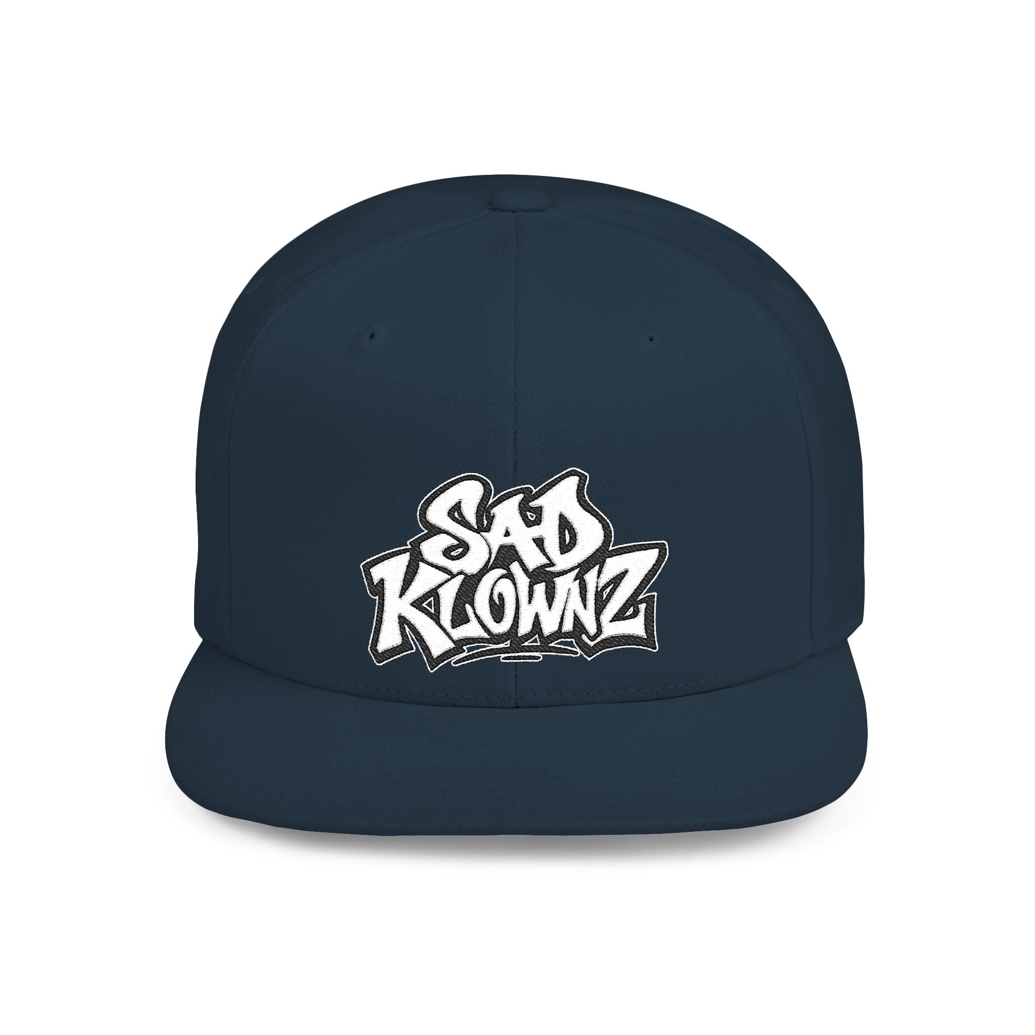 Flat Bill Snapback Cap — Bold "Sad Klownz" Graffiti Logo