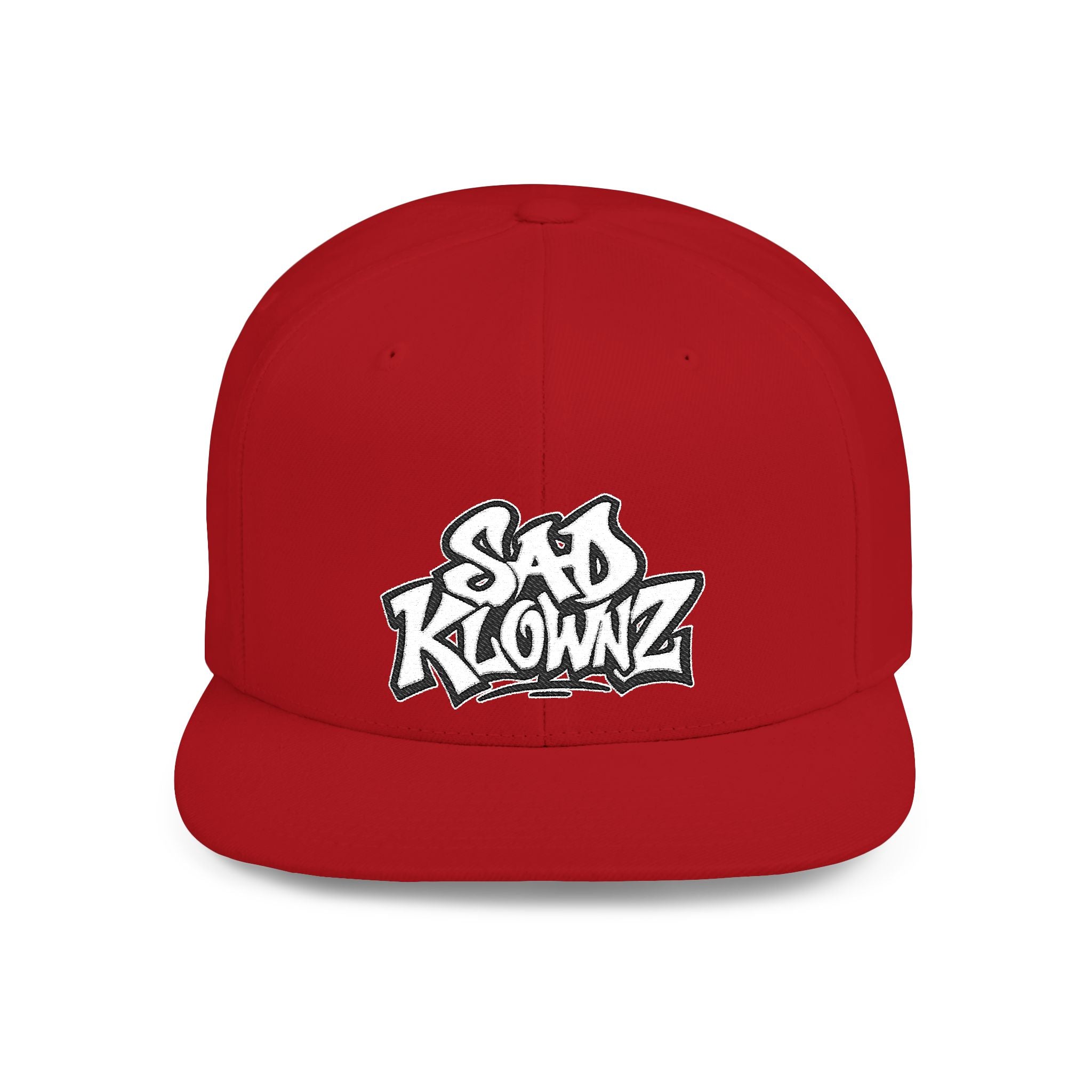 Flat Bill Snapback Cap — Bold "Sad Klownz" Graffiti Logo