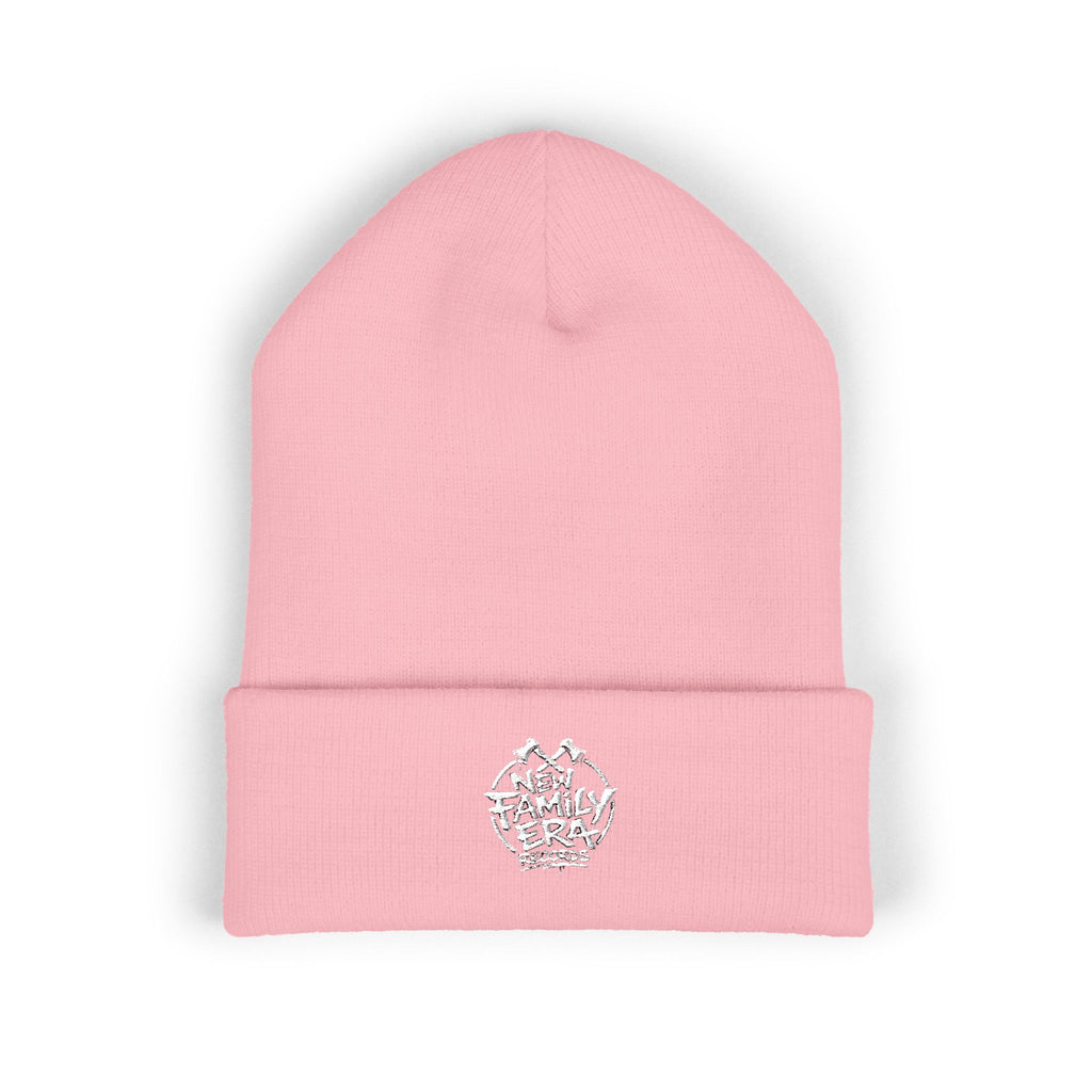 Embroidered Daisy Cuffed Beanie — Yellow Knit Winter Hat