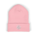 Embroidered Daisy Cuffed Beanie — Yellow Knit Winter Hat
