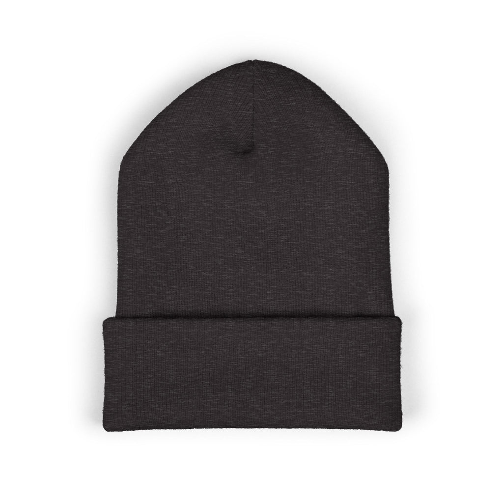 Embroidered "Sad Klownz" Cuffed Beanie — Yellow Knit Winter Hat