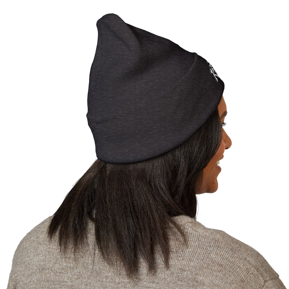 Embroidered "Sad Klownz" Cuffed Beanie — Yellow Knit Winter Hat