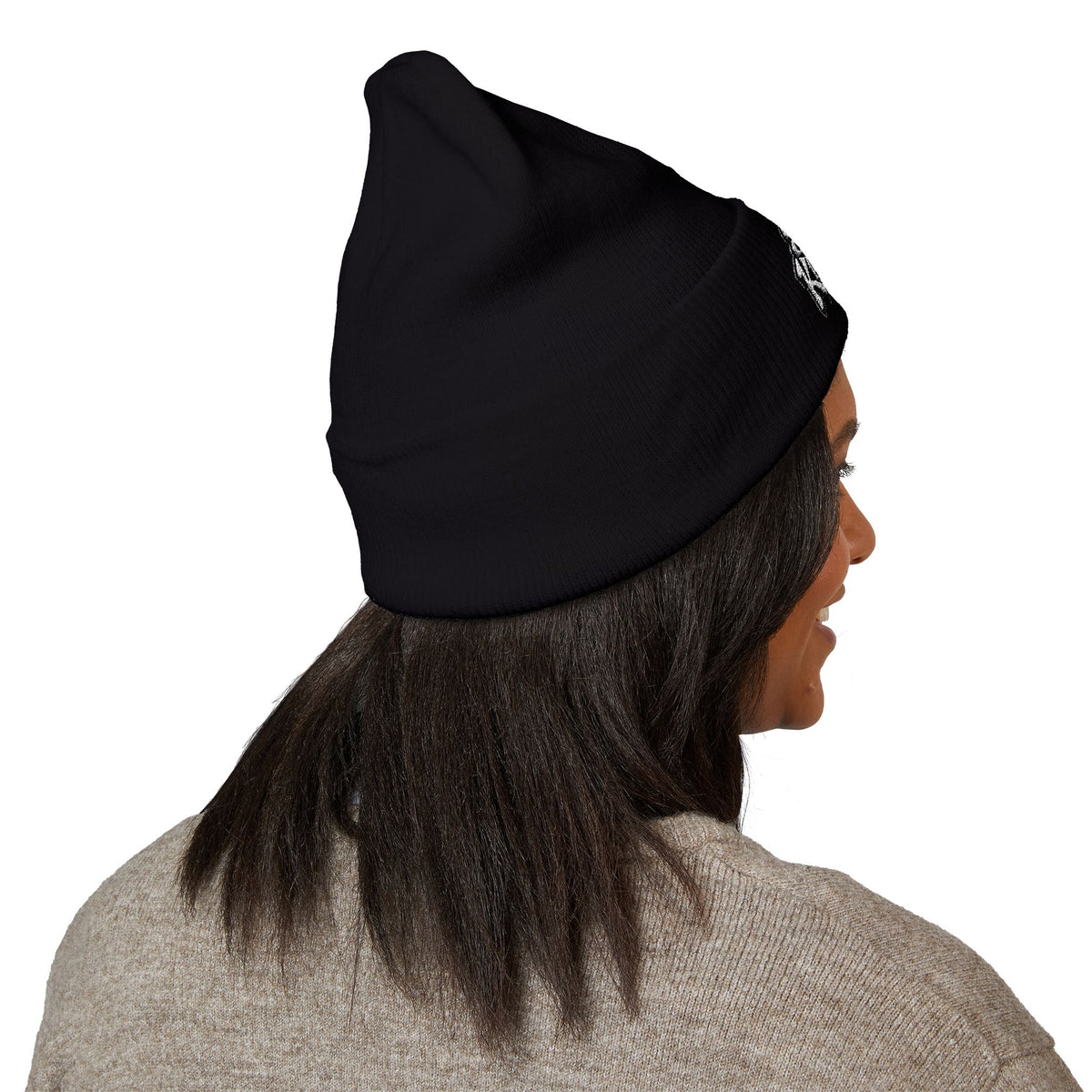 Embroidered "Sad Klownz" Cuffed Beanie — Yellow Knit Winter Hat