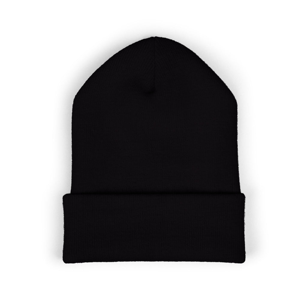 Embroidered Daisy Cuffed Beanie — Yellow Knit Winter Hat