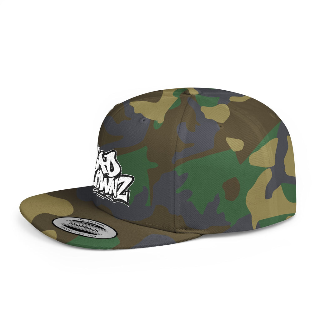 Flat Bill Snapback Cap — Bold "Sad Klownz" Graffiti Logo