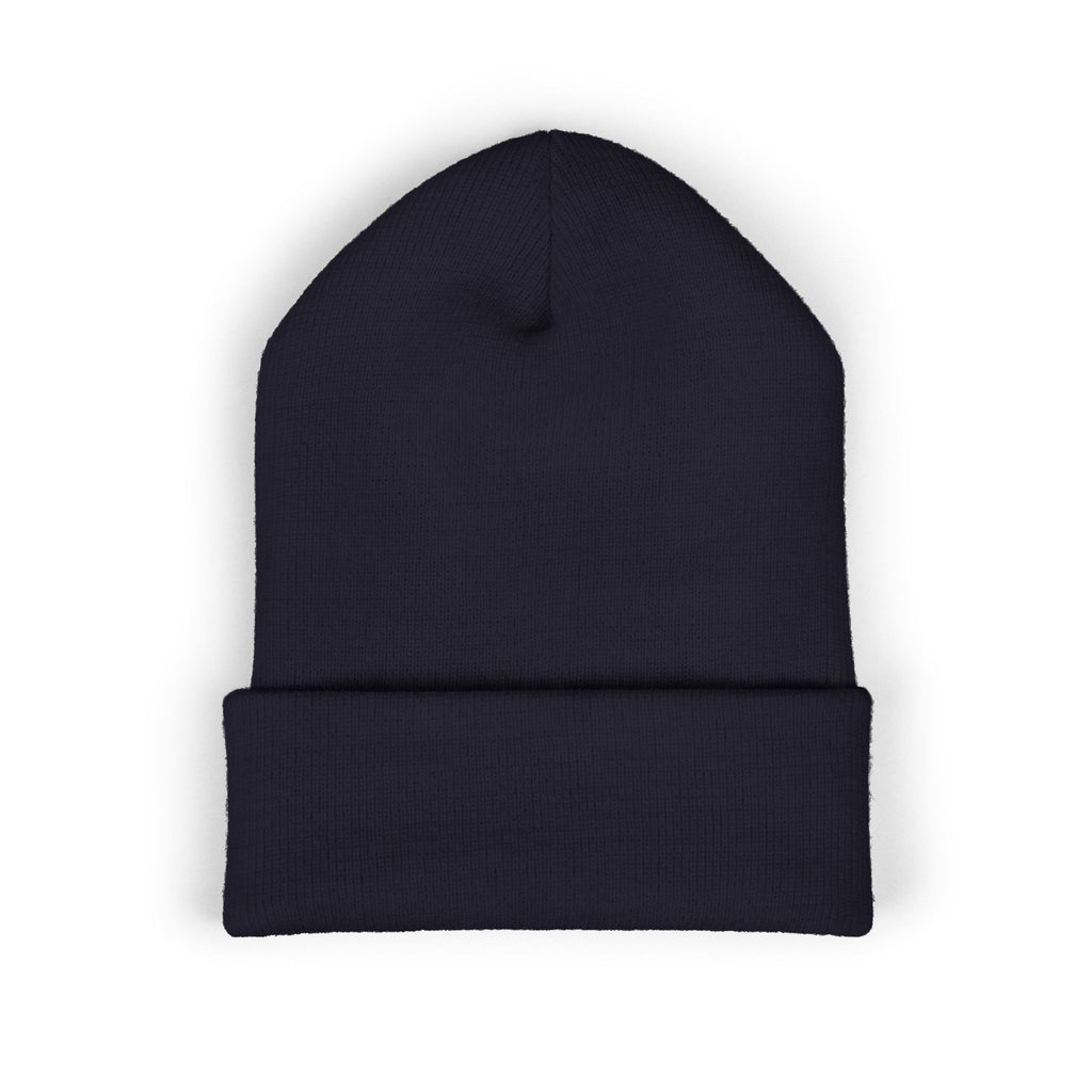 Embroidered Daisy Cuffed Beanie — Yellow Knit Winter Hat